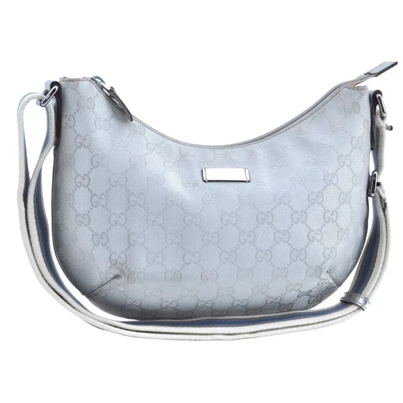 Gucci Handbags - 💎GUCCI💎 Sherry Line Shoulder Crossbody Bag GG Canvas Leather Silver AUTHENTIC